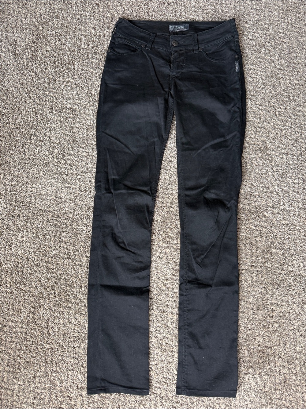 Silver Jeans 27 Long/Tall Suki Slim Straight Leg Jeans in Black